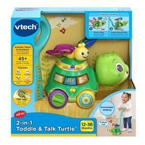 VTech 2-in-1 Toddle and Talk Turtle Interactive Floor Play & Push Toy 12-36 M